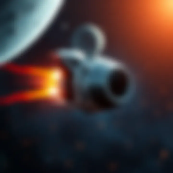 Illustration of a futuristic spacecraft using reactionless propulsion technology in space