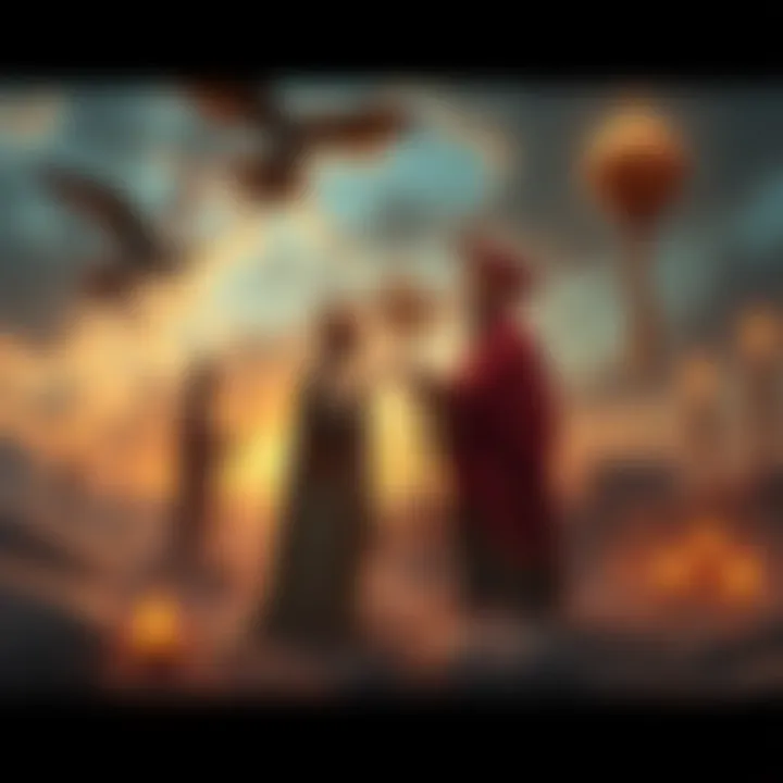 A visual representation showcasing El Elyon and Yahweh in a Canaanite setting, with symbols of ancient beliefs and a contrast between polytheism and monotheism.