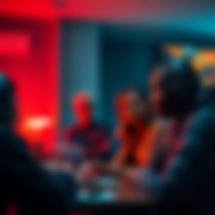 Guide to Electronic Harassment Support A supportive community discussing strategies against electronic harassment, with people sharing their experiences and tips