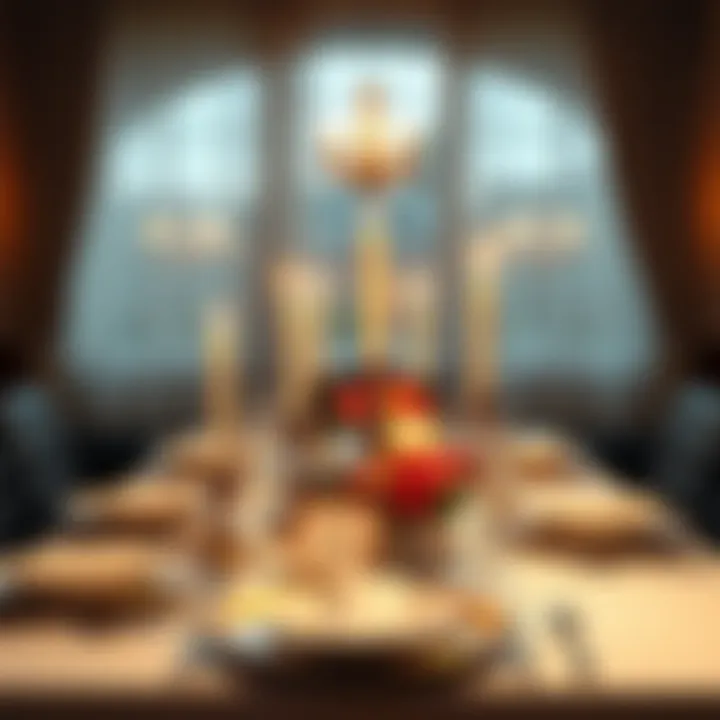 Elegant birthday dinner table A beautifully set table for a birthday dinner, featuring candles and elegant tableware, ready for a special celebration