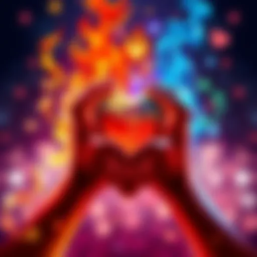 Illustration showing the five elements: Wood, Fire, Earth, Metal, Water, with heart symbols representing love as a theme.