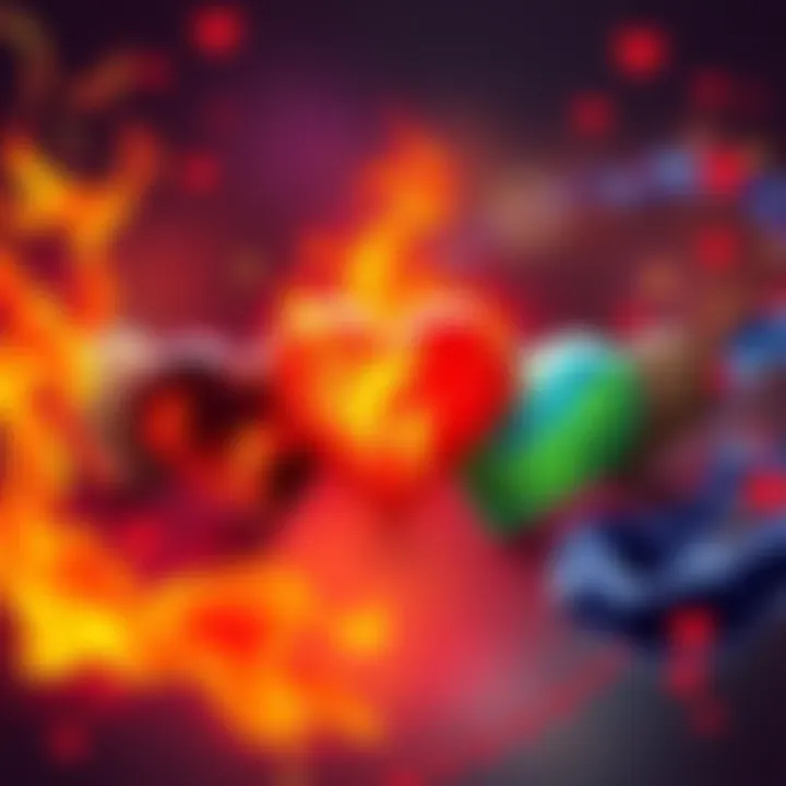 Elemental Love Styles Illustration showing the five elements: Fire, Wood, Earth, Metal, Water, each represented by a unique symbol, with hearts to signify love connections.