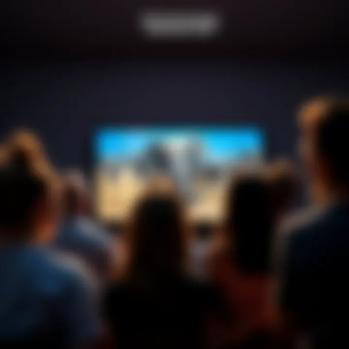 People laughing while watching the Elephant Graveyard response video on a screen