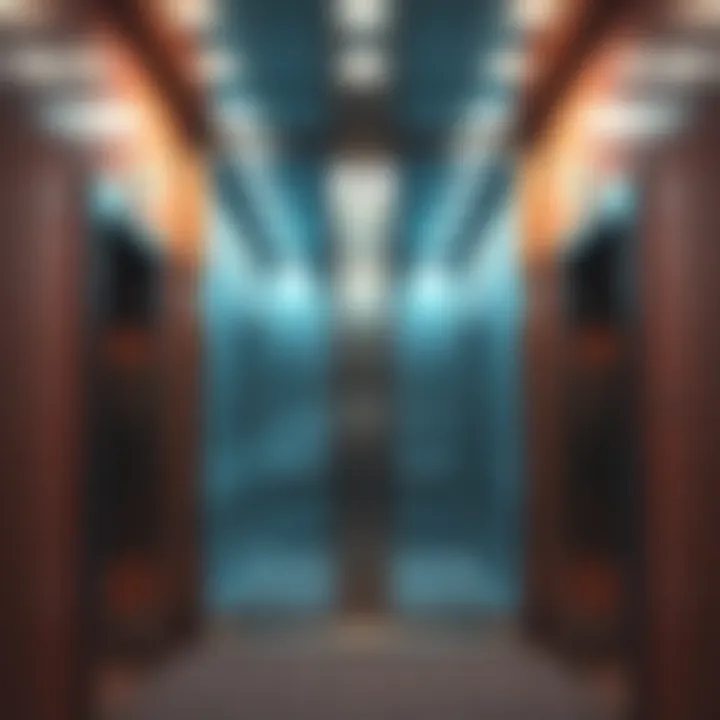 A modern elevator showing multiple doors opening at once, demonstrating accessibility and convenience in a busy building.