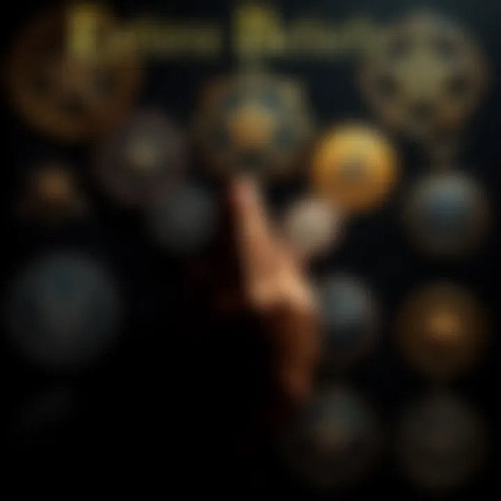 A collection of symbols representing afterlife beliefs and secret societies, including a pair of clasped hands and ancient emblems on a dark background.