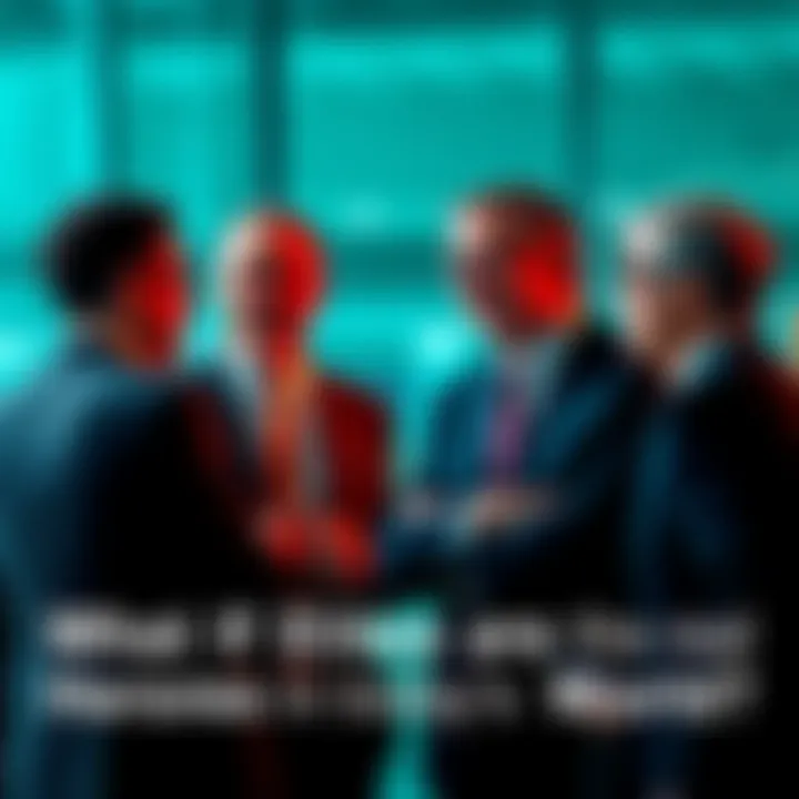 Elites in Discussion A group of suited individuals engaged in a serious conversation, symbolizing the elite class's influence and decisions affecting society.