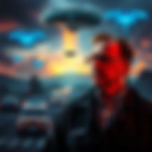 A critical analysis of Lue Elizondo's UFO claims with images of UFO sightings and articles questioning his credibility.