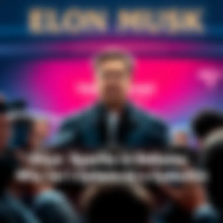 Elon Musk at a podium with media surrounding him, talking about Epstein and Trump