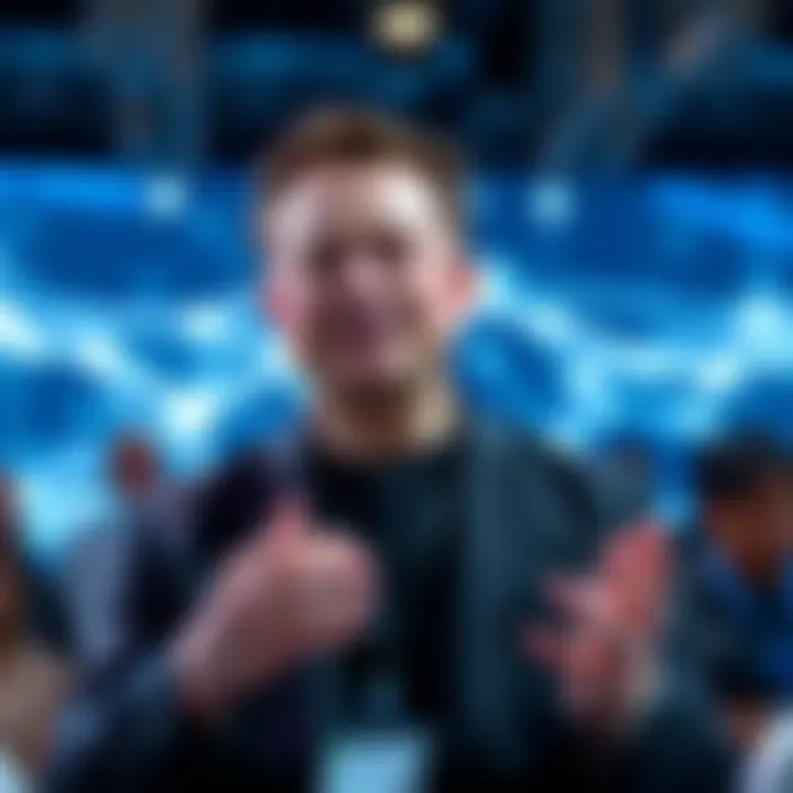 Elon Musk Discussing Mind Transfer Elon Musk speaking at a tech conference about conscious mind transfer technology