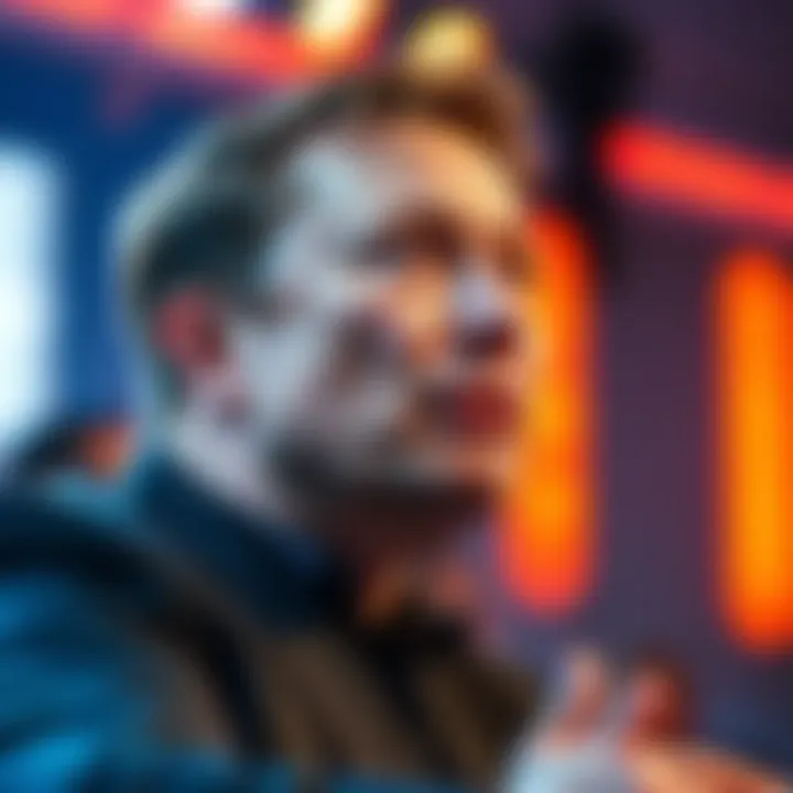Elon Musk discussing human intelligence during a public event, looking thoughtful and engaged.