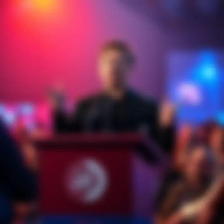 Elon Musk addressing an audience while making a controversial statement about Nick Fuentes