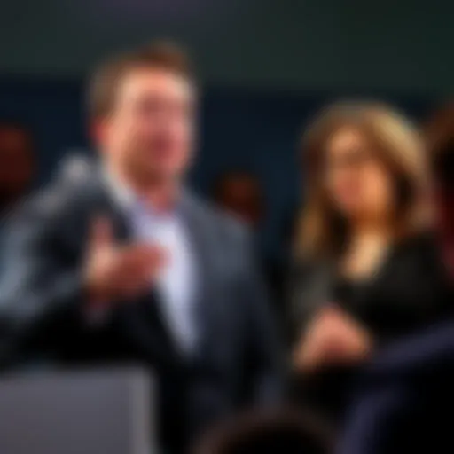 Elon Musk stands at a podium, discussing the upcoming release of Epstein files, while a concerned Kamala Harris watches from the audience.
