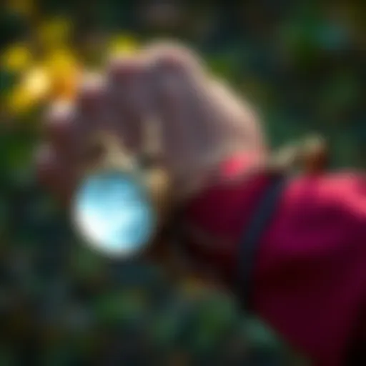 A crafted elven tree armband featuring a glowing moonstone, set against a natural background