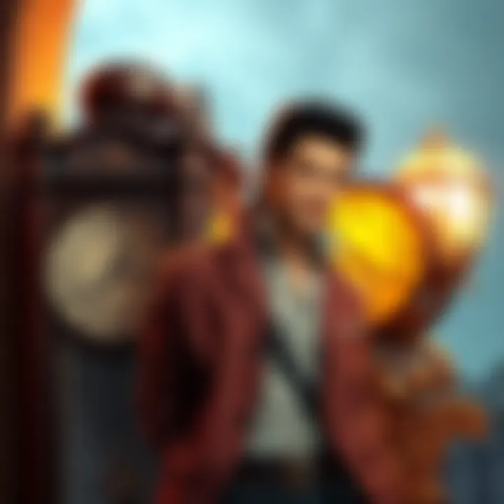 Elvis Presley in a retro outfit standing next to a vintage clock, illustrating the theme of time travel.