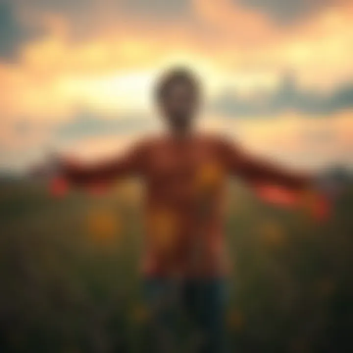 A person smiling while standing in a field, accepting life’s challenges with open arms.