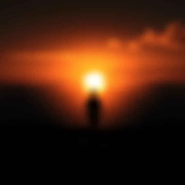 A silhouette walking toward a sunrise symbolizing hope and new beginnings