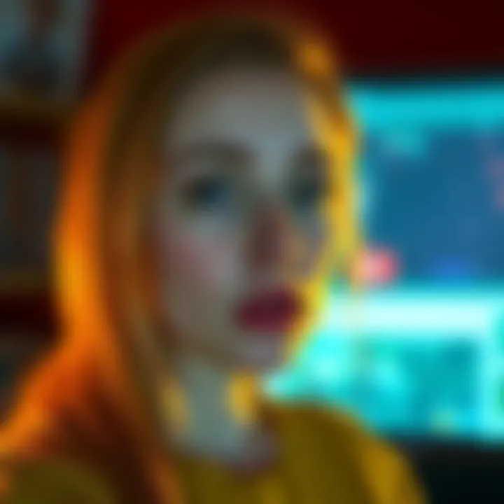 Emily Riedel looking concerned as her YouTube channel remains inactive, with a faded screen in the background.