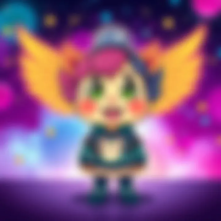 A colorful cartoon-style character representing the emo zodiac, showcasing distinct emotional traits and symbols of the zodiac signs, set against a vibrant background.