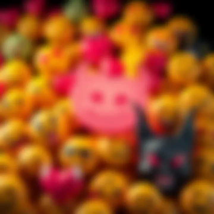 Debate on Emojis as Demonic Sigils A colorful array of emojis including smiling faces, hearts, and a devil icon, symbolizing the discussion about the dark implications of emojis in communication.