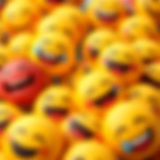 A variety of laughter emojis, including 😂 and 🤣, arranged in a colorful layout to represent modern communication.