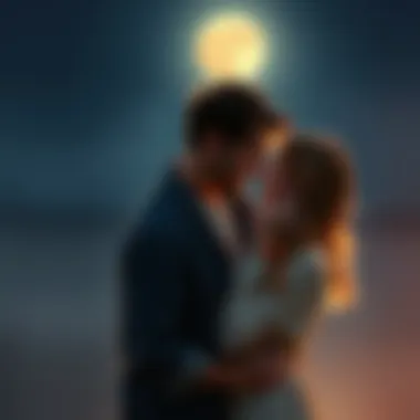 Emotional Connections with Moon A couple sharing an intimate moment under the moonlight, symbolizing strong emotional ties in relationships. The scene captures their joy and connection.