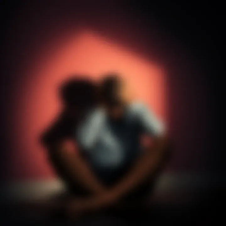 A person sitting with their head in their hands, showing signs of distress and reflection, casting a shadow on a wall, symbolizing internal pain and turmoil.