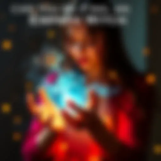 A person performing energy transfer with hands glowing, surrounded by a mystical atmosphere, symbolizing empathy and witchcraft