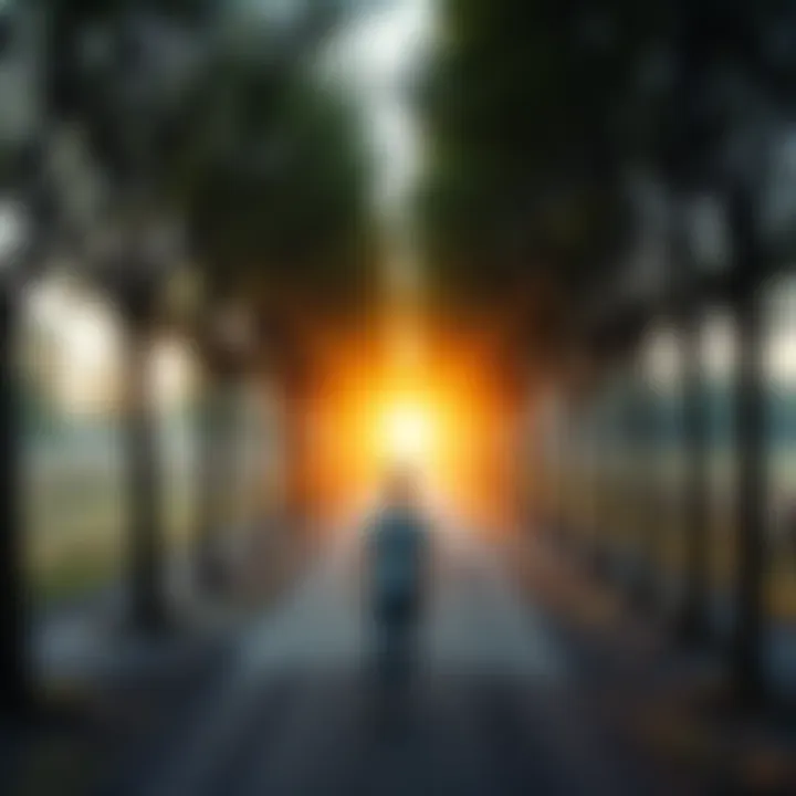 A person standing confidently on a path lined with trees, symbolizing growth and empowerment related to life path number 4.