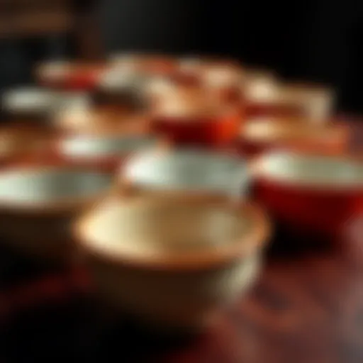 A collection of empty bowls on a table, symbolizing starvation and the growing issue of hunger in society