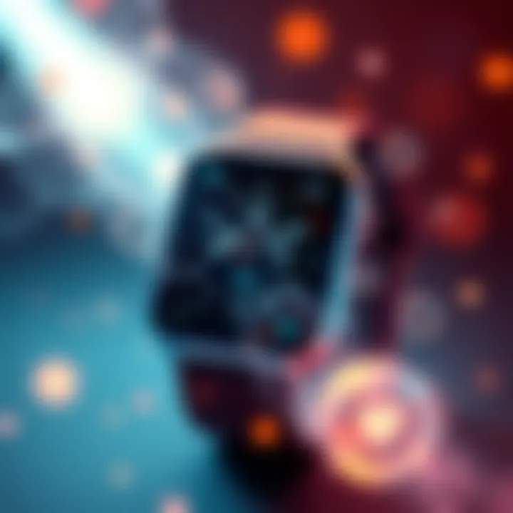 A close-up of an Apple Watch with magical symbols around it, symbolizing protection and confidence.