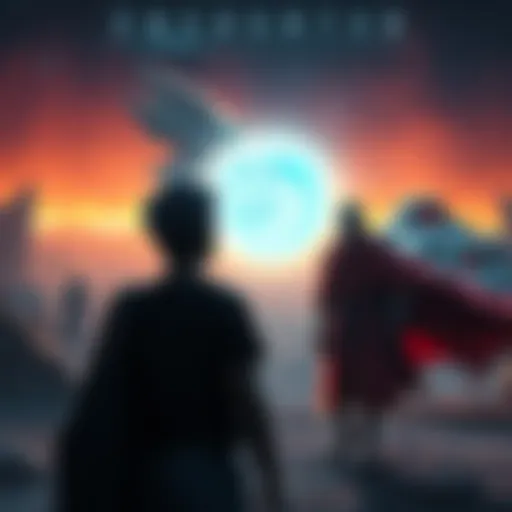 A person communicating with two grays using telepathy and witnessing an invisibility cloak, with an organic spaceship in the background.