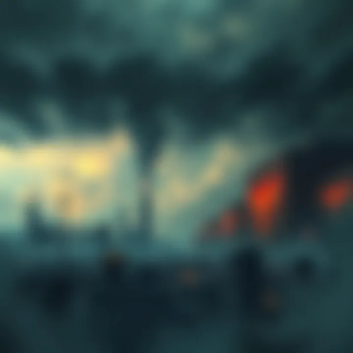 An illustration of a desolate cityscape with a dark sky, representing apocalyptic themes in media.