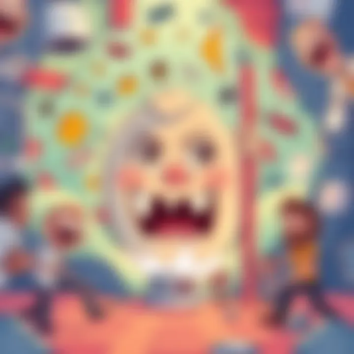 A cartoon-style illustration of The Endless Shaft with funny expressions, showcasing its quirky appeal in a colorful background full of memes and laughter.