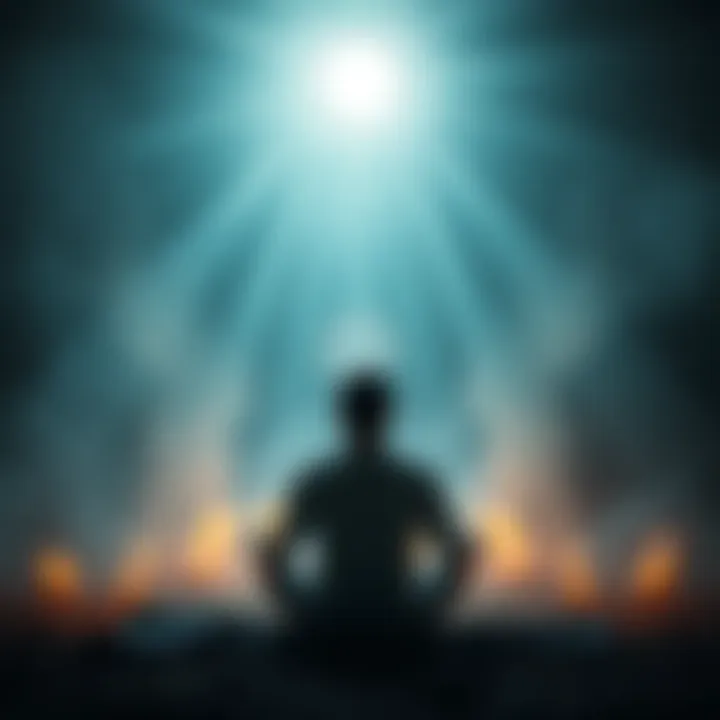 Individual in a peaceful setting performing energy healing to remove negative attachments