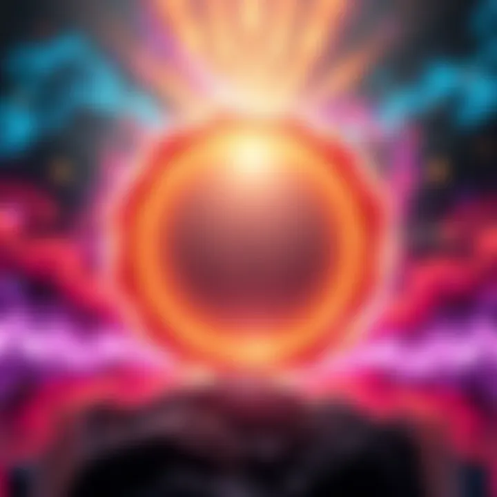 A glowing portal surrounded by colorful energy waves, symbolizing a period for manifesting dreams and intentions.