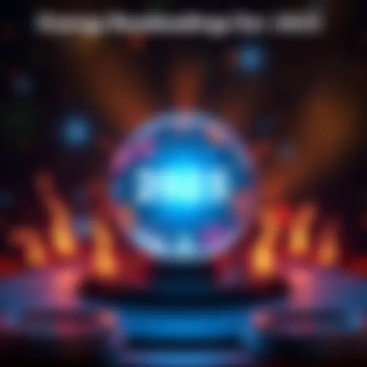 A crystal ball surrounded by glowing lights and symbols representing individual energies for the year 2025