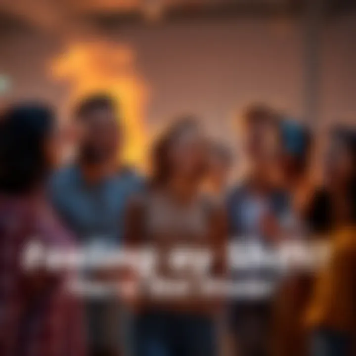People experiencing positive energy shift A group of people standing together, smiling and looking hopeful, representing a shift in energy and personal growth