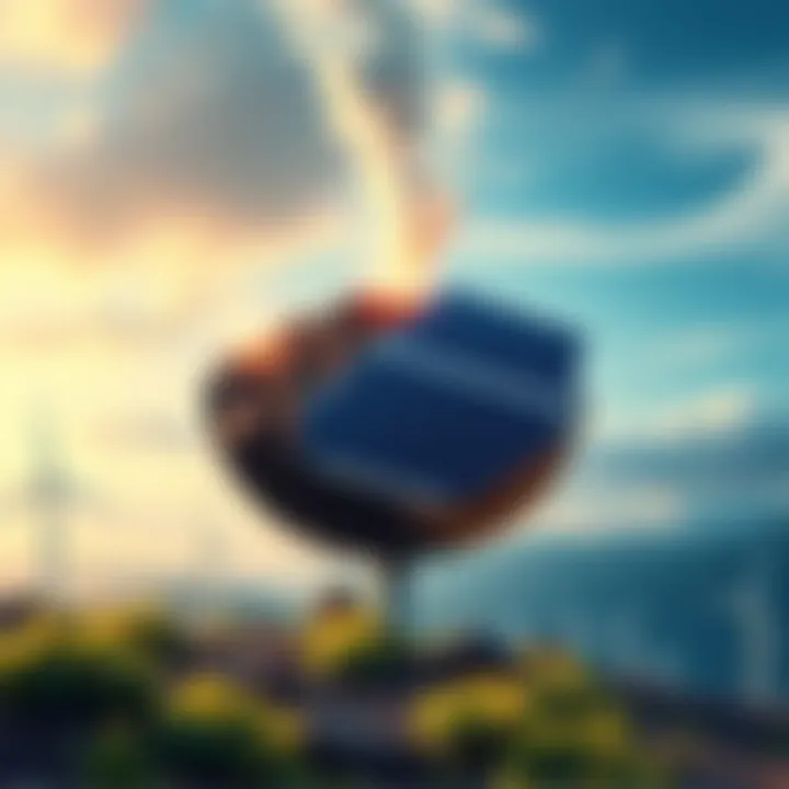 A visual representation of different energy sources like coal and solar panels, showing their advantages and disadvantages side by side.