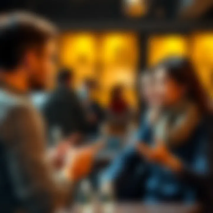 Two people having a respectful discussion, one listening attentively while the other explains their viewpoint.