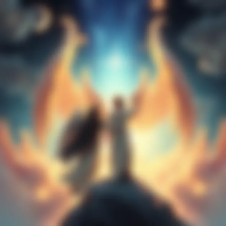 Illustration of Enochian spirits alongside Christian angels in a spiritual setting, showing their interaction with human desires.