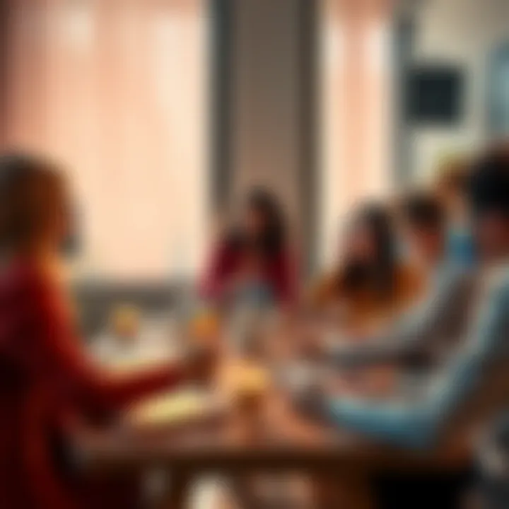A group of entrepreneurs and artists discussing their goals and the impact of change around a table with notebooks and coffee cups.