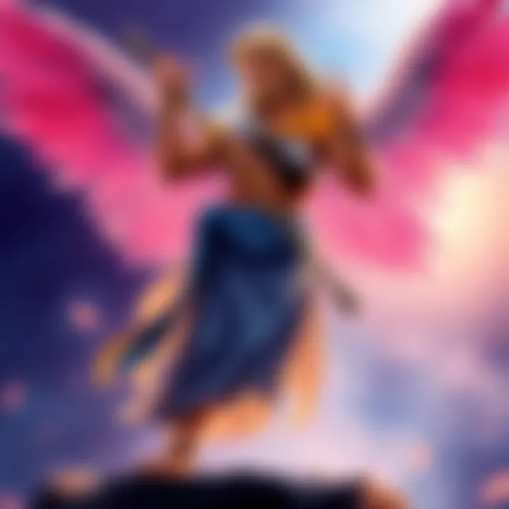 Epic the Musical Hermes A vibrant portrayal of Hermes from Epic the Musical, showing him with winged sandals and a staff, embodying his multifaceted role.