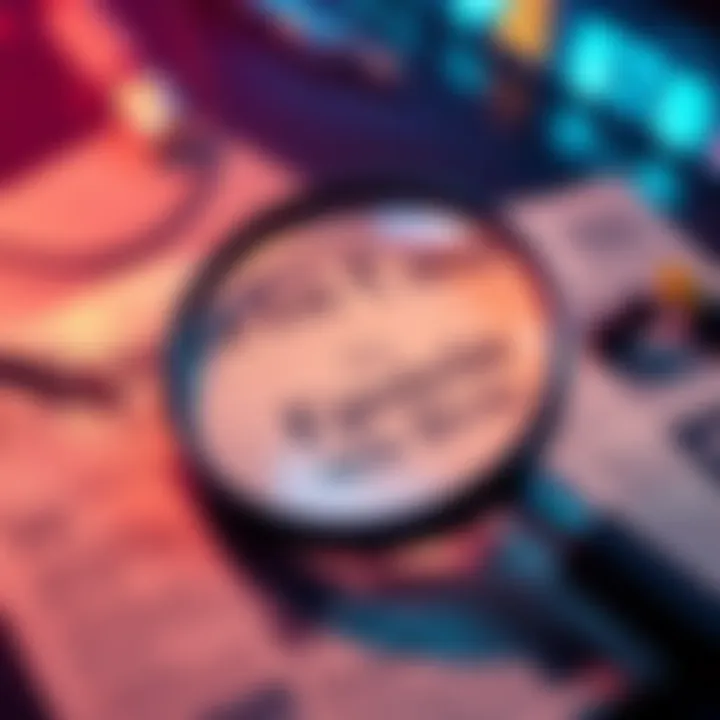 A newspaper with headlines about the Epstein case and a magnifying glass on top, symbolizing investigation and scrutiny