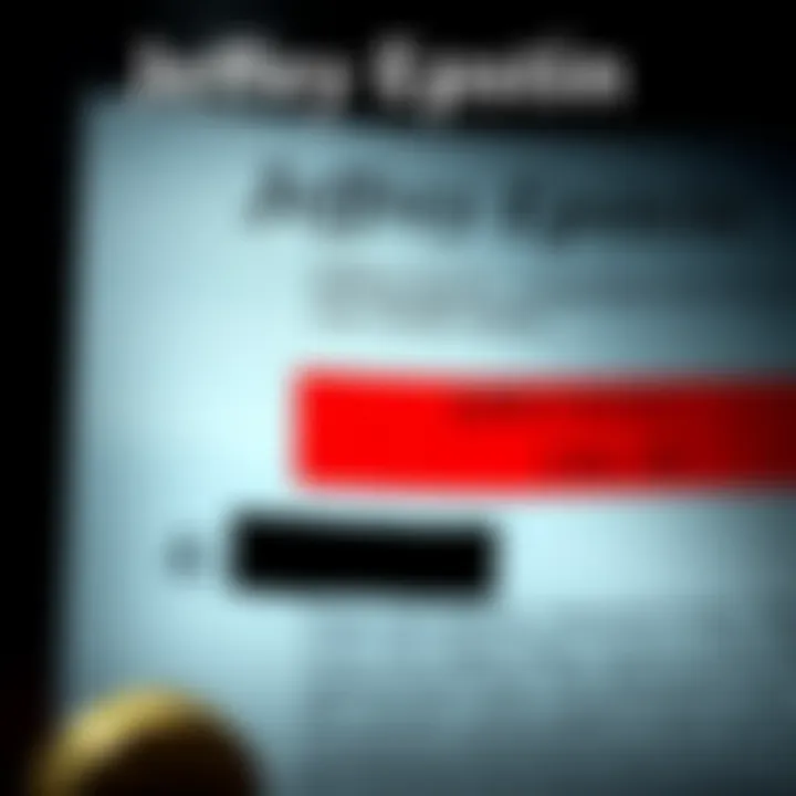 A close-up of a legal document with a redacted section, highlighting questions about Jeffrey Epstein's death, with a dark background for a dramatic effect.