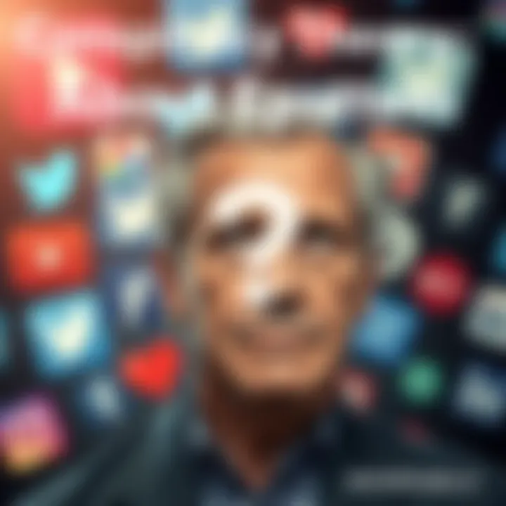 Conspiracy Theory About Epstein A graphic showing a question mark over an image of Jeffrey Epstein with social media icons in the background