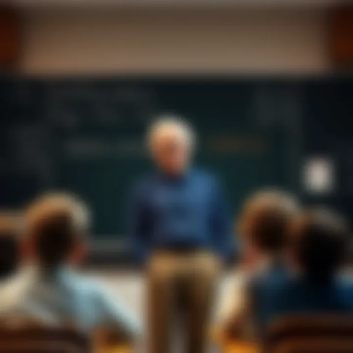 Jeffrey Epstein standing in front of a classroom blackboard while teaching physics and math to students at Dalton School in the 1970s.