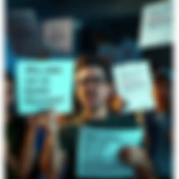 A group of frustrated people holding signs demanding transparency in the Epstein case, with papers showing redactions in the background.