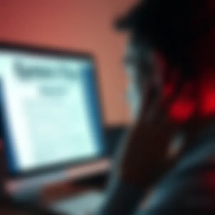 A person looking shocked at a computer screen displaying leaked documents labeled Epstein Files Volume 8.