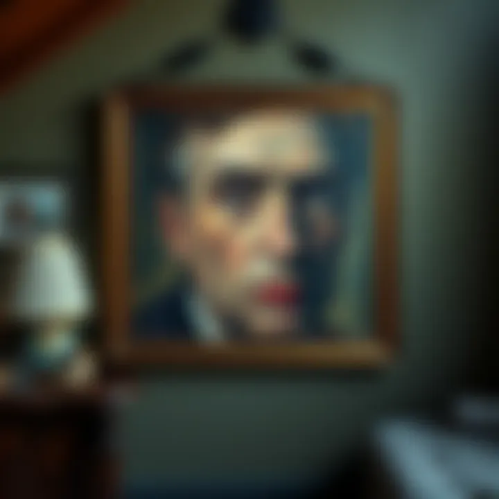 A close-up of a painting discovered in Jeffrey Epstein's residence, highlighting its unusual content and style.