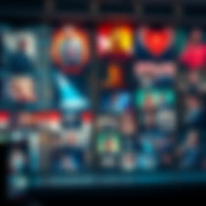 A display showing various photos linked to Epstein's accounts, featuring notable people and events, emphasizing connections and controversies.